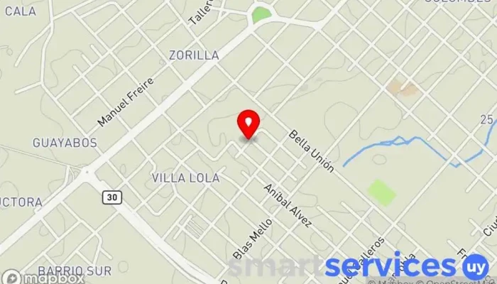 mapa de Nazareno Tiburón Empresa de transporte por camión en Artigas