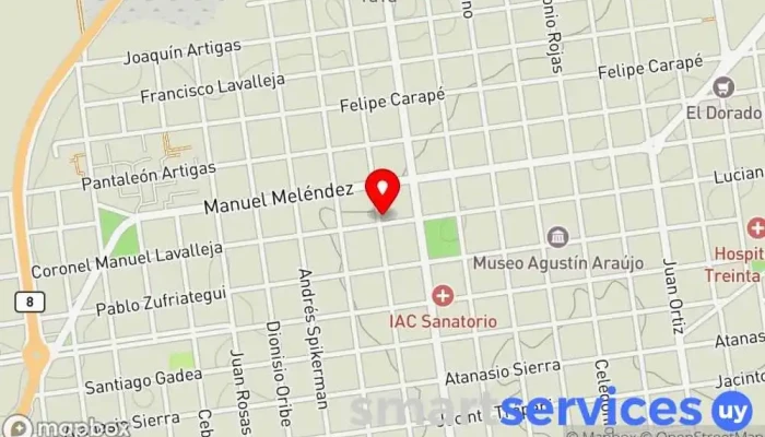 mapa de Nuñez Transporte y Turismo Bus stop en Treinta y Tres