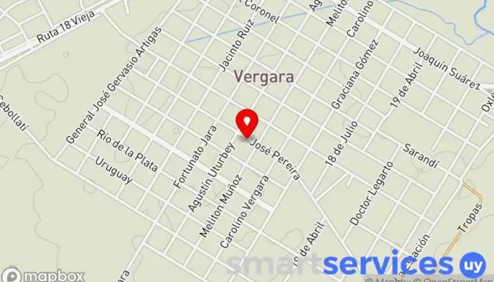 mapa de Oficina de O.S.E. Compañía suministradora de agua en Vergara
