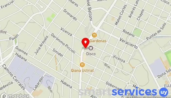 mapa de Óptica Dalmedo Óptica, Proveedor de lentes de contacto en Montevideo