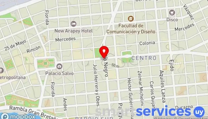 mapa de Optica Focus Minilent Comercio, Óptica en Montevideo