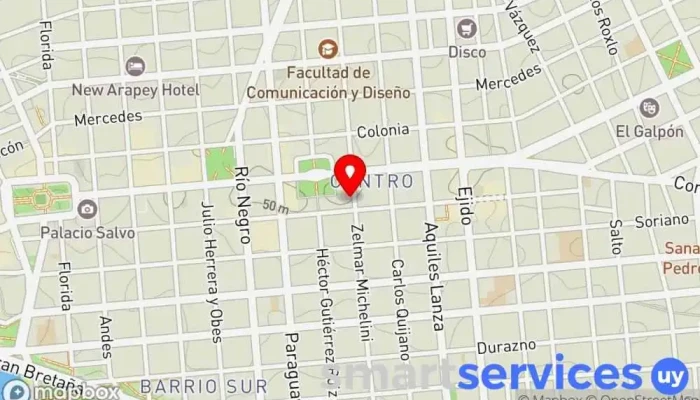 mapa de Optica Garese Centro Optometrista en Montevideo