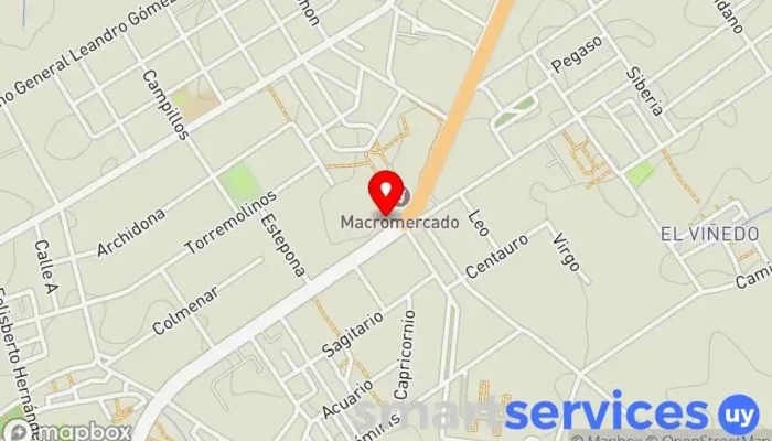 mapa de Óptica Punta de Rieles Óptica en Montevideo