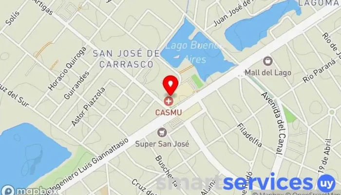 mapa de OSE Compañía suministradora de agua en Ciudad de la Costa