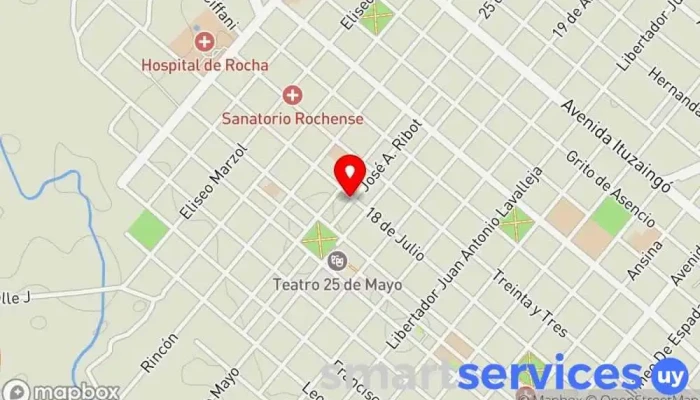 mapa de OT MIDES Rocha Oficina de gobierno local en Dieciocho de Julio