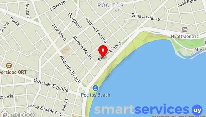 mapa de Parada de ómnibus Agencia de alquiler de autobuses en Montevideo