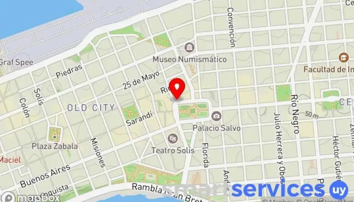 mapa de Parada Plaza Independencia Estación de autobuses en Montevideo