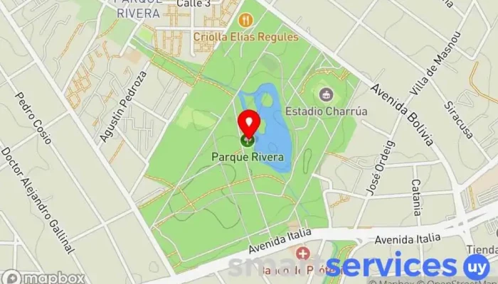 mapa de Parque Rivera Parque, Atracción turística en Montevideo