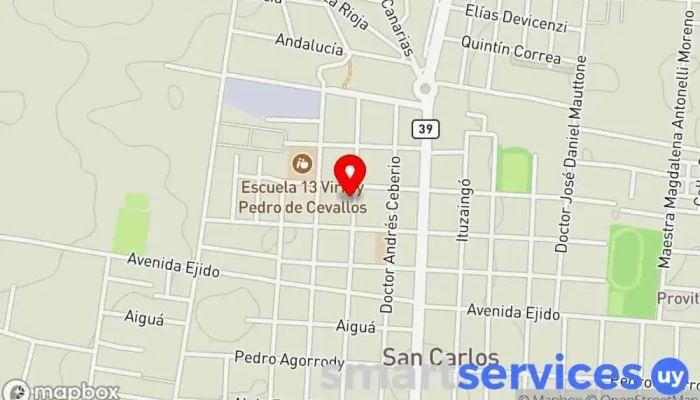 mapa de PLAYAS Y CAMPOS S.R.L. Agencia inmobiliaria en San Carlos