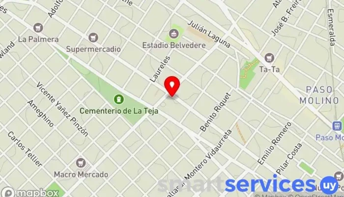 mapa de Redpagos La Teja Institución financiera en Montevideo