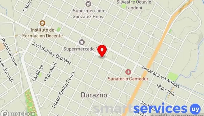 mapa de REMISES CENTRO - DURAZNO Servicio de transporte en Durazno