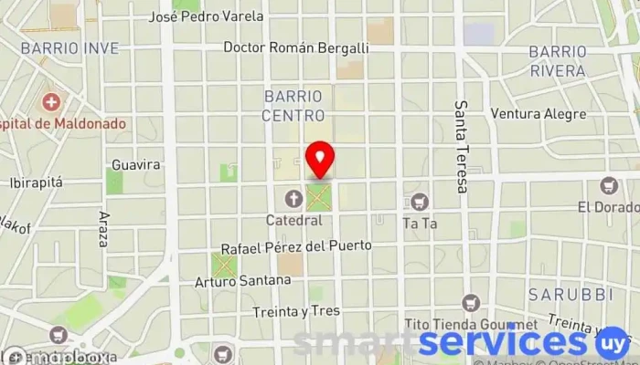 mapa de República AFAP, Agencia Maldonado Servicios en Maldonado