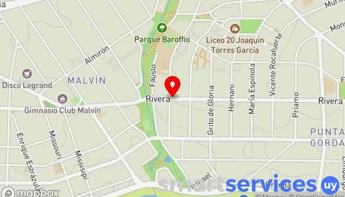 mapa de Rivera Y Acquistapace Bus stop en Montevideo