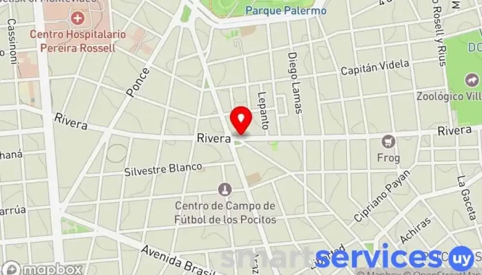 mapa de Rivera Y Gabriel Pereira Bus stop en Montevideo