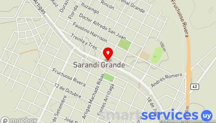 mapa de SACOF Sarandí Grande Agencia de servicios de atención a la tercera edad en Sarandí Grande