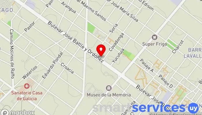 mapa de Servicio Gomeria móvil Tienda de móviles en Montevideo