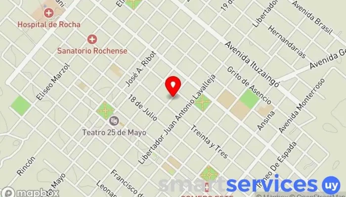 mapa de TANIA SUAREZ Corredor de seguros en Rocha