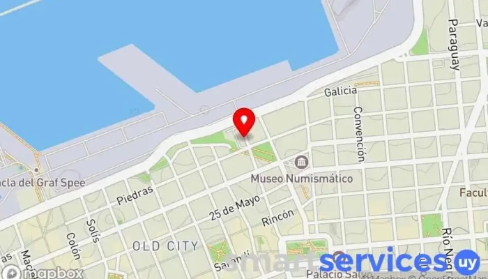 mapa de Terminal de buses Servicio de transporte en Montevideo