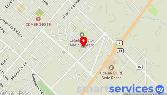 mapa de Terminal de omnibús ciudad de Rocha Agencia expendedora de billetes de autobús en Rocha