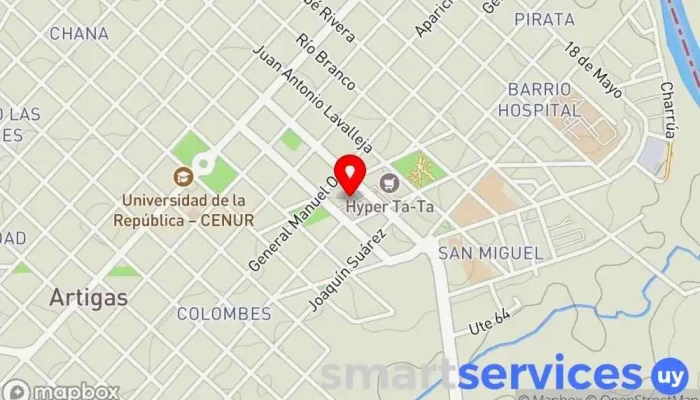 mapa de Terminal De Ómnibus Estación de autobuses en Artigas