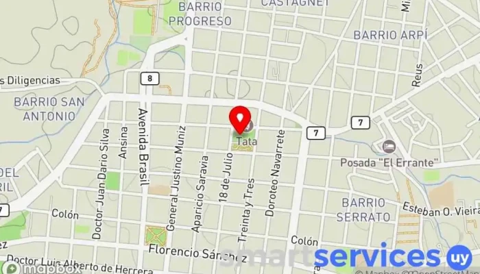 mapa de Terminal de Ómnibus Estación de autobuses en Melo
