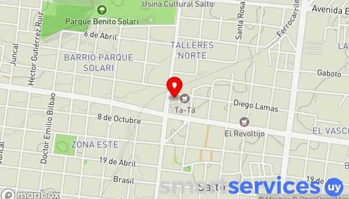 mapa de Terminal de Ómnibus Estación de autobuses en Salto