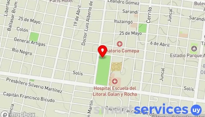 mapa de Terminal de Ómnibus Paysandú Estación de autobuses en Paysandú