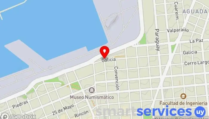 mapa de Terminal En Galicia Y Rio Branco (Llegadas) Estación de autobuses en Montevideo