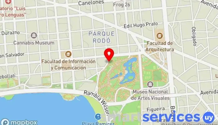 mapa de Terminal Parque Rodó Estación de autobuses en Montevideo