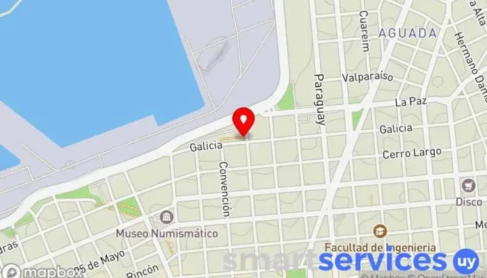 mapa de Terminal Río Branco Servicio de transporte en Montevideo