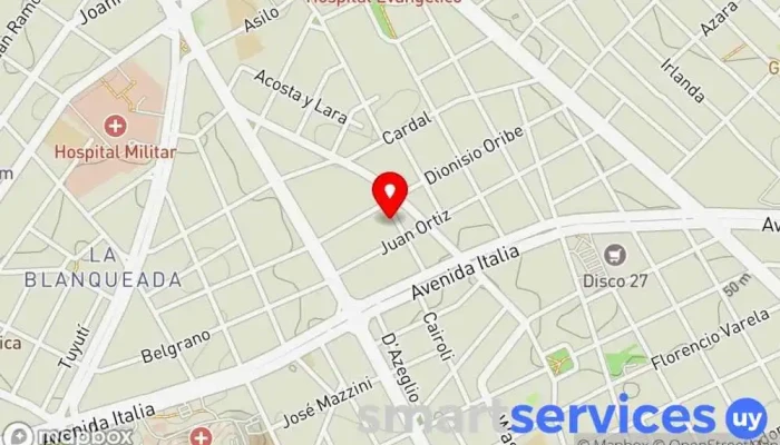 mapa de TRANSAMERICAN Departamento de obras públicas, Servicios de limpieza, Centro de empleo, Servicio de envíos en Montevideo