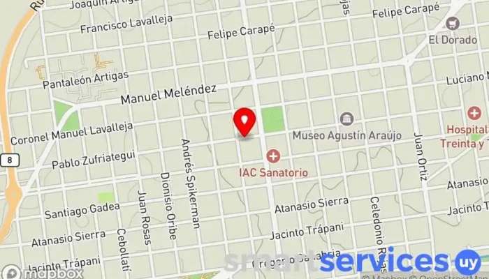 mapa de Tur-Este. Empresa de autobuses en Treinta y Tres