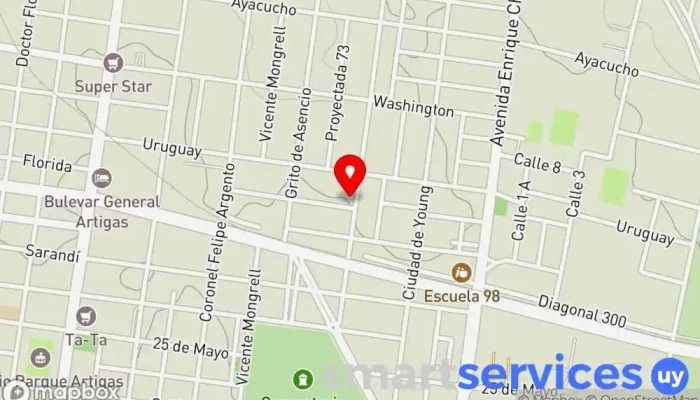 mapa de UES Servicio de logística, Servicio postal en Paysandú