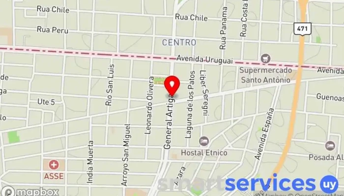 mapa de Ues Servicio de envíos en Chuy