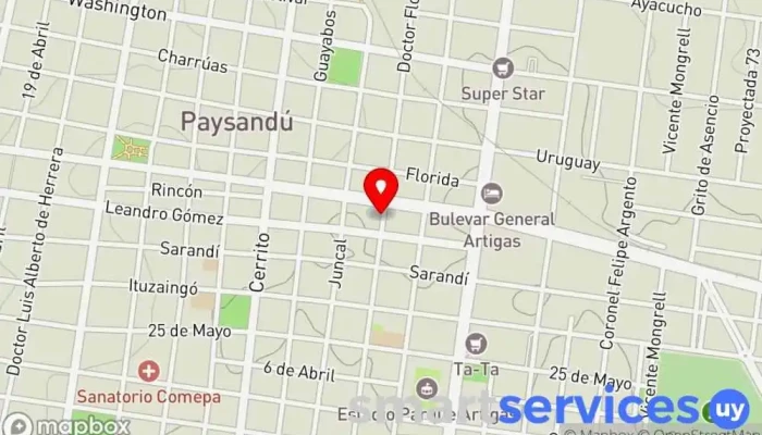 mapa de UTE Agencia Comercial  en Paysandú