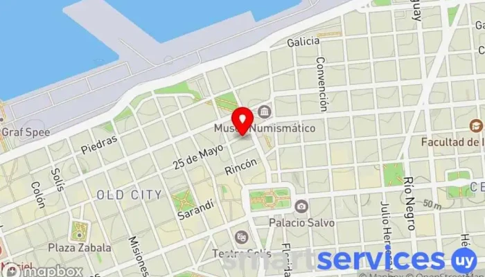 mapa de Viajes Continental Agencia de viajes, Agencia de visitas turísticas en Montevideo